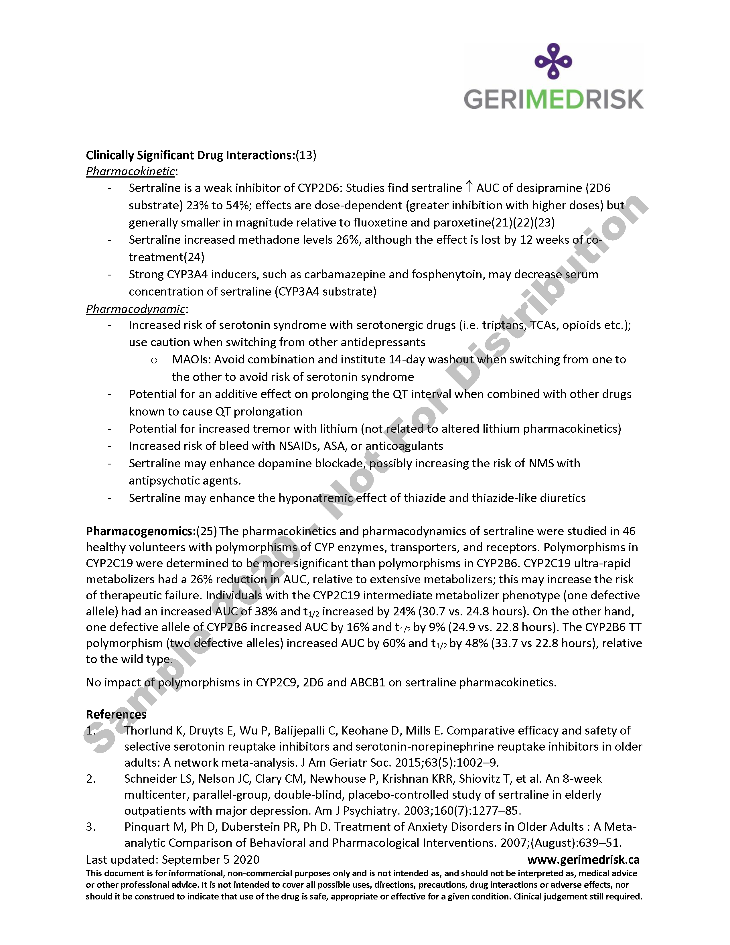 Sample drug summary